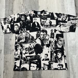 VTG James Dean Tee Acid Wash 1993 Black All Over Print T Shirt 50s RARE 2XL